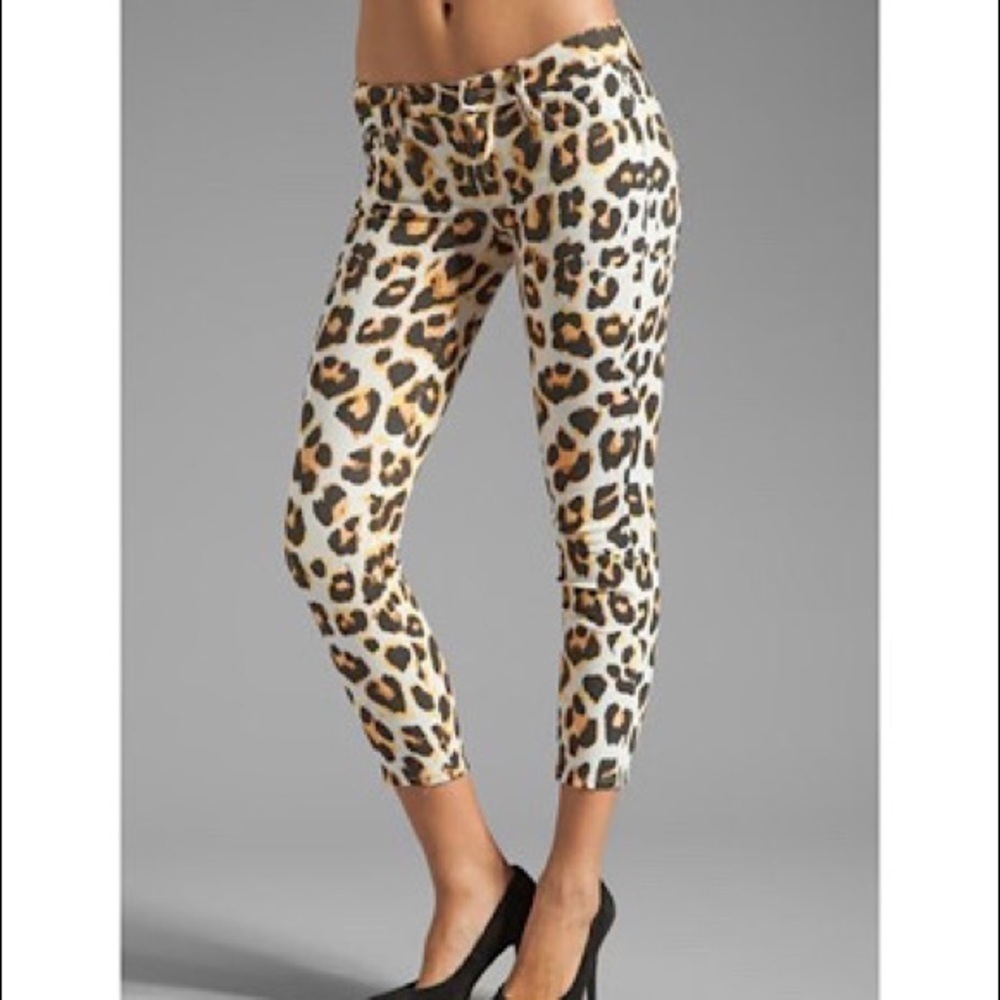 MOTHER The Looker Crop Walking Back to Happiness Def Leopard Jeans Sz 24